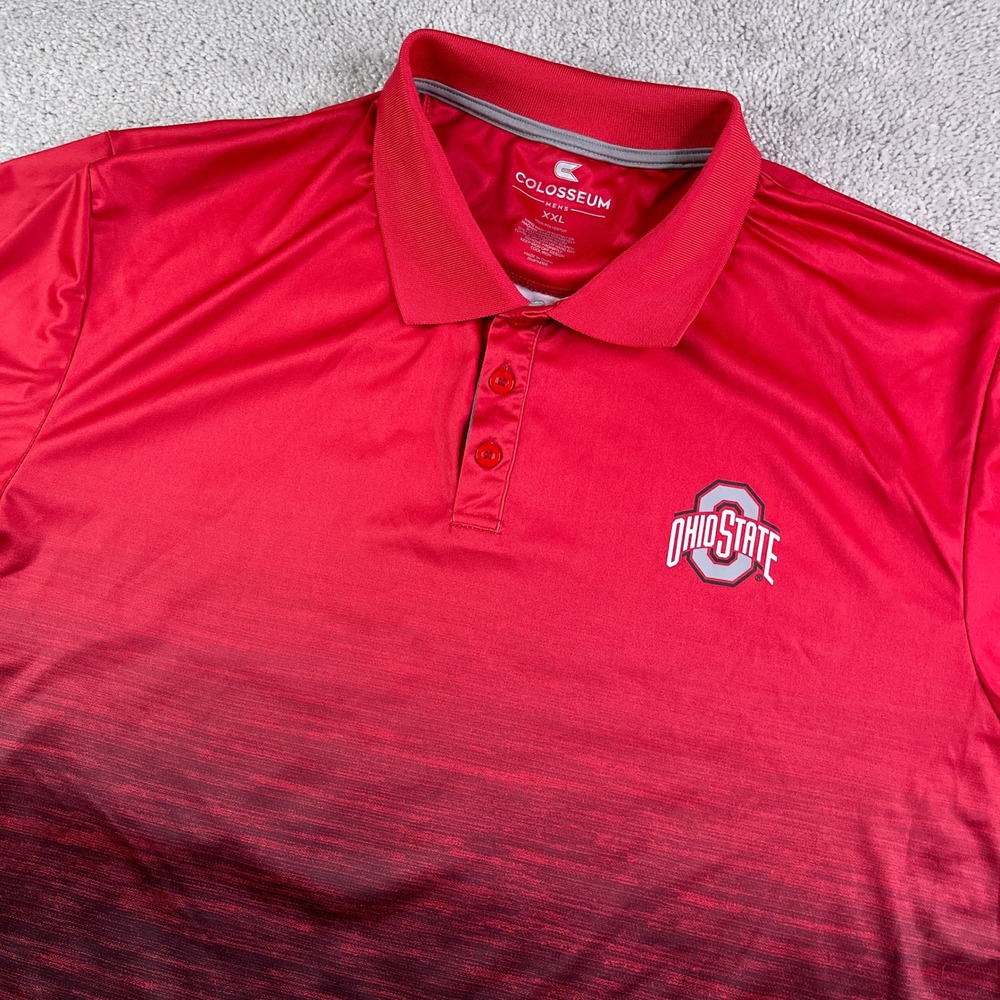 Ohio State Buckeyes Polo Shirt Mens XXL Red Ombre Colosseum Performance NCAA